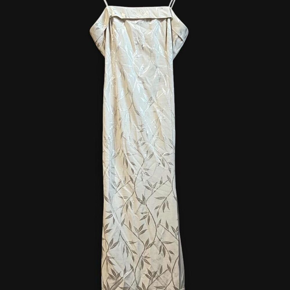Vintage USA made “J.R. Nites” botanical Brocade ivory/beige/silver maxi dress